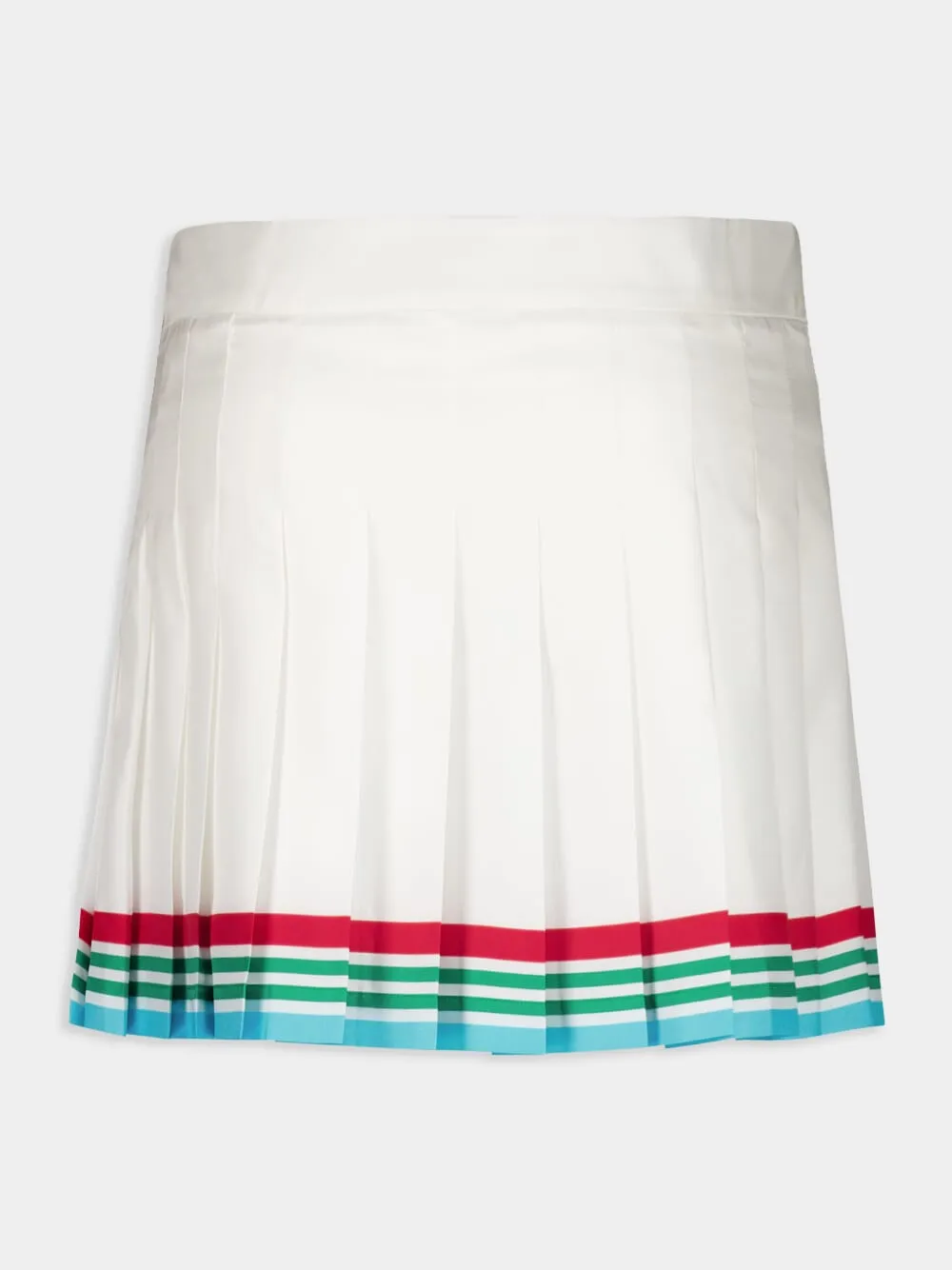 White Casa Way World Series Pleated Silk Skirt