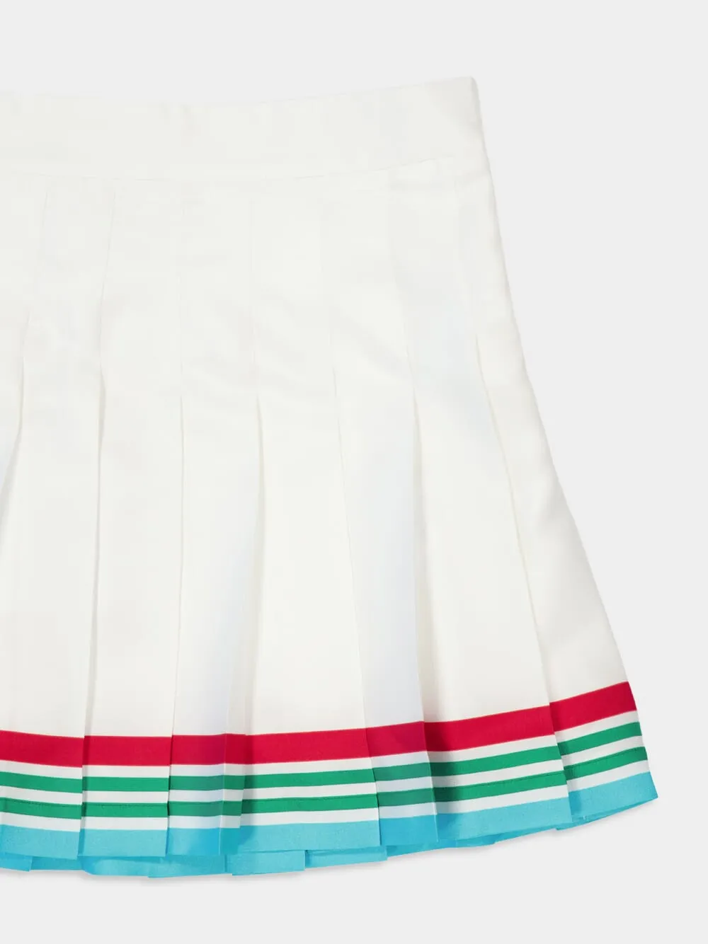 White Casa Way World Series Pleated Silk Skirt