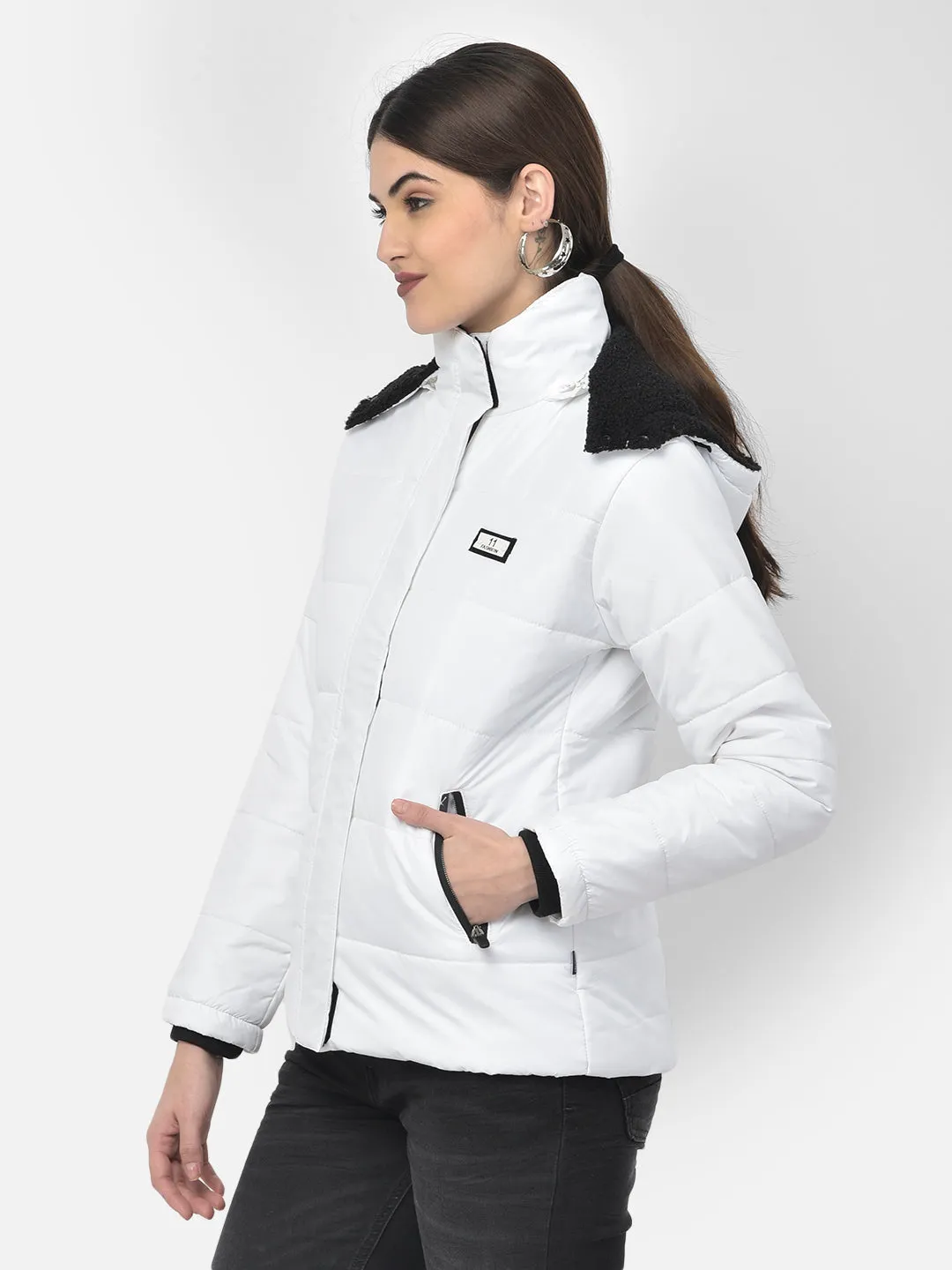 White Detachable Hood Jacket