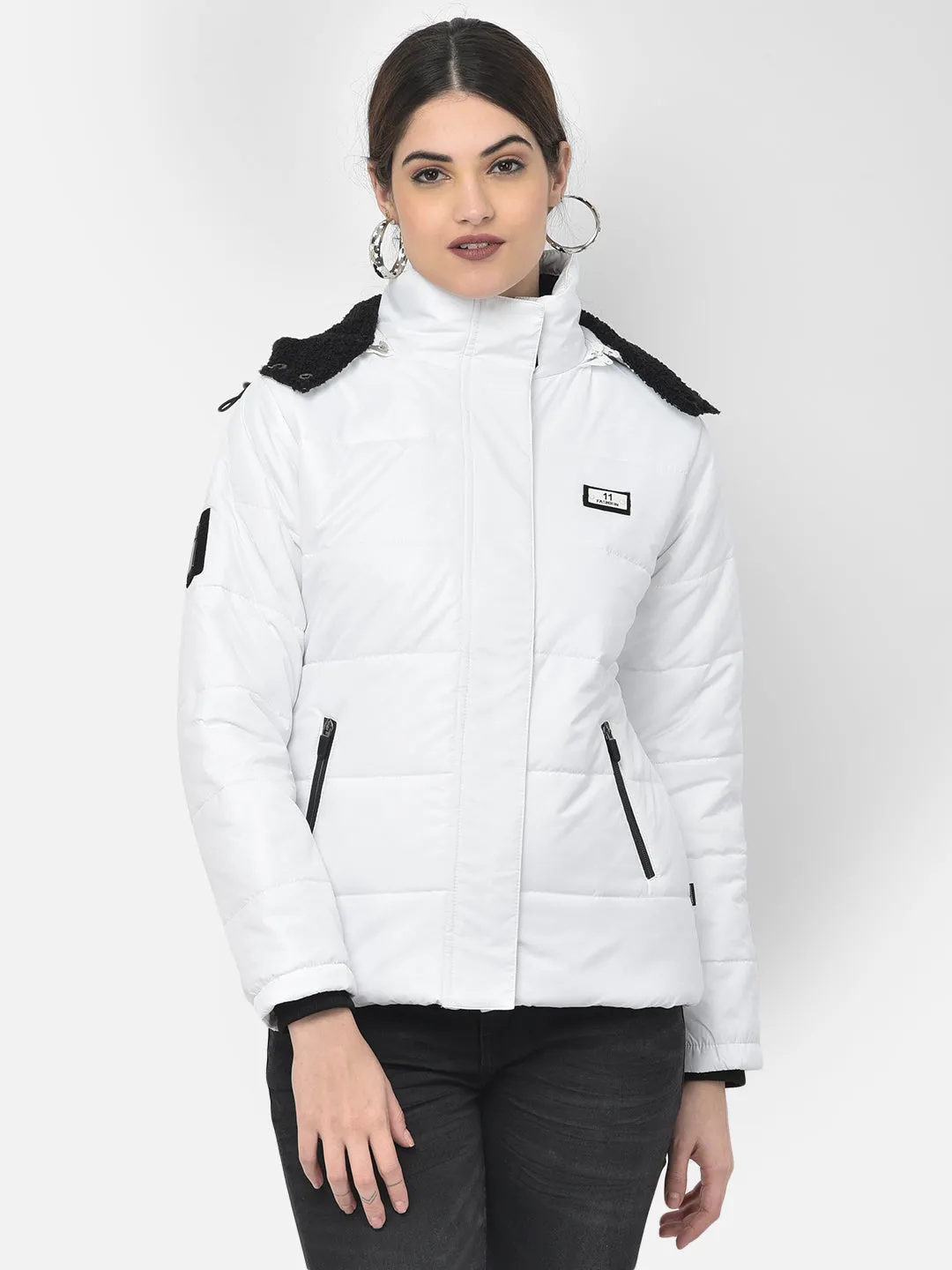 White Detachable Hood Jacket