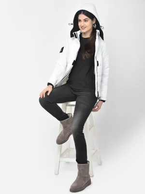 White Detachable Hood Jacket