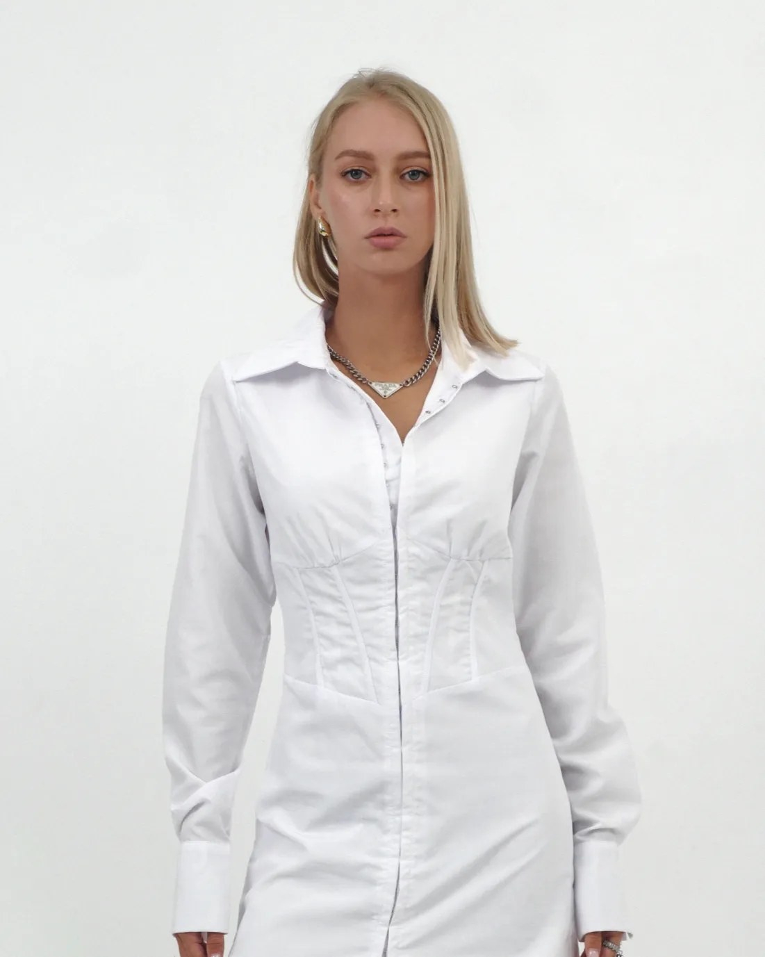 WHITE FITTED DRESS