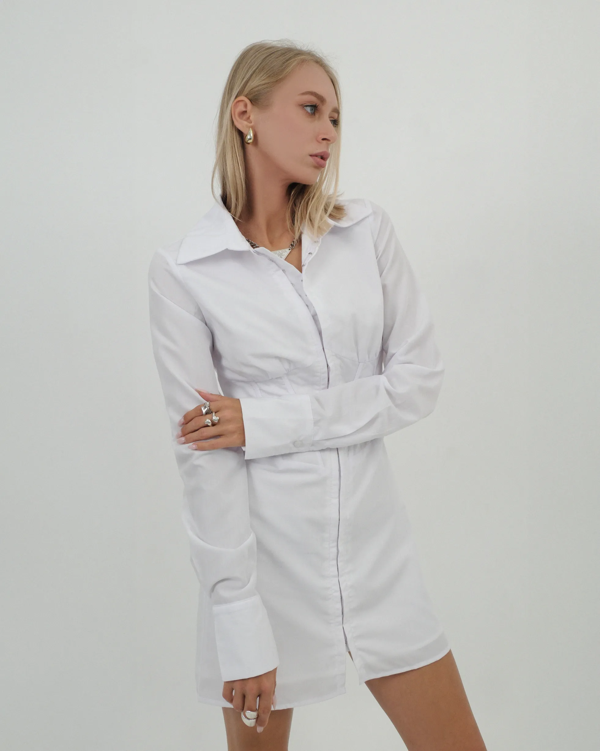 WHITE FITTED DRESS