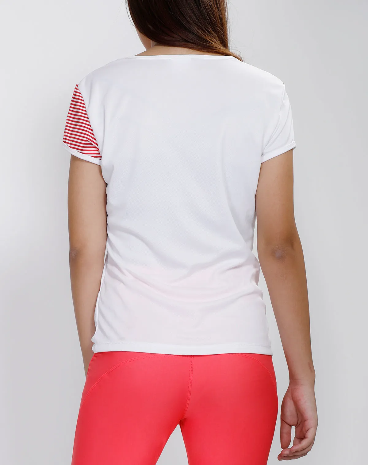 White Red Stripes Oblique  T-Shirt