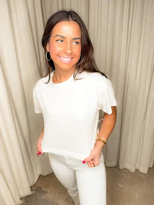 White SaltWash Cropped T-Shirt