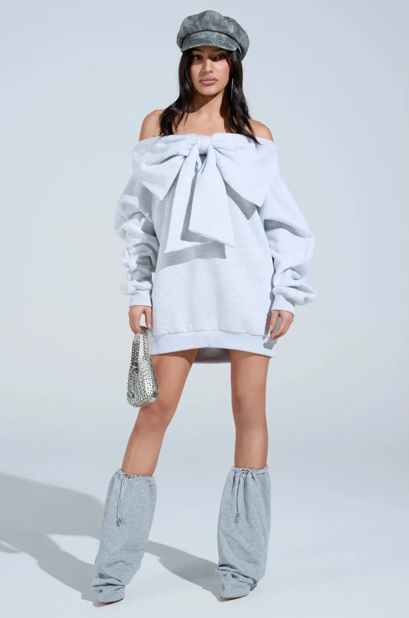 WHO ME? BOW FRONT SWEATSHIRT DRESS