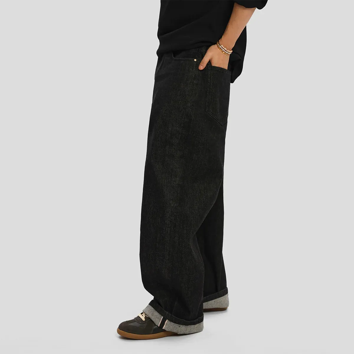 Wide-Leg Selvedge Denim Jeans