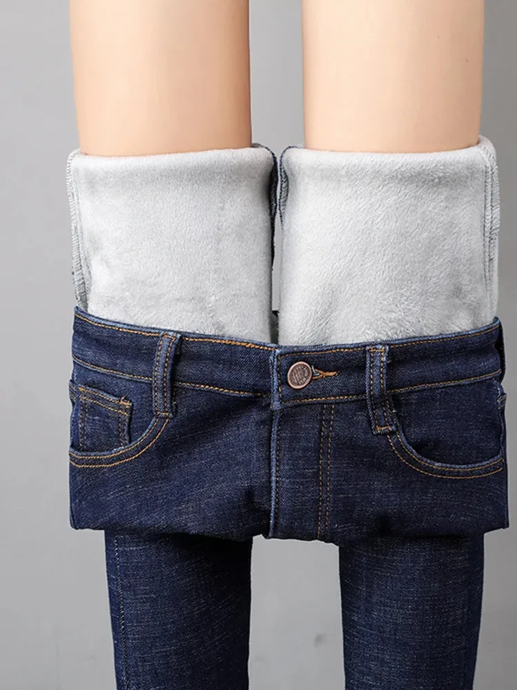 Winter high waist jeans skinny