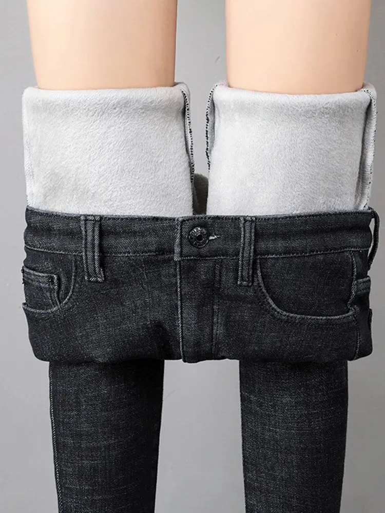 Winter high waist jeans skinny