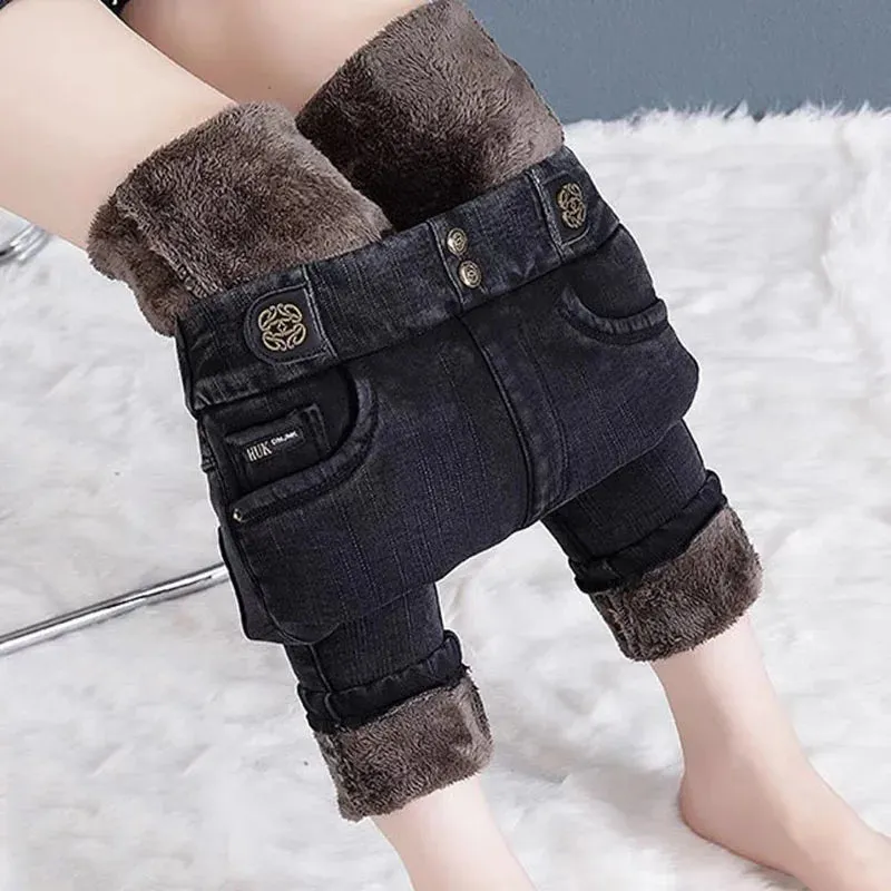 Winter Warm Skinny Vintage Pencil Jeans