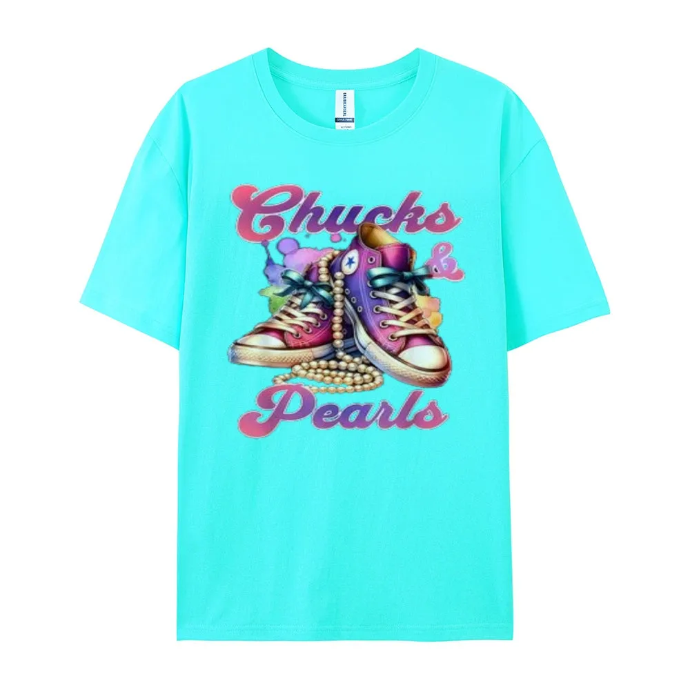 Women Chucks And Pearls Print Graphic T-shirt
