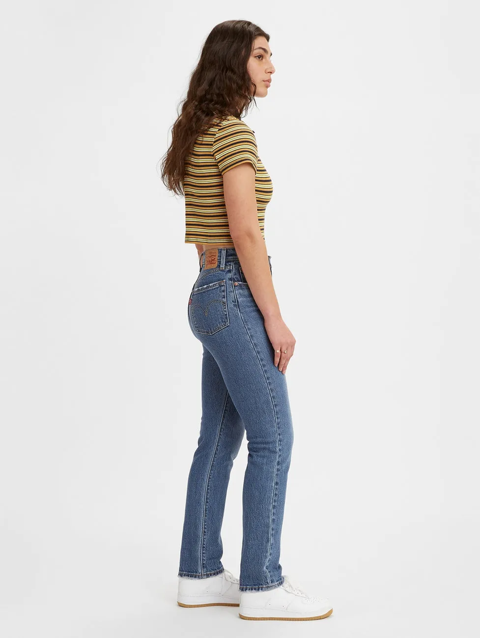 Women's 501 Blue Straight Fit High Rise Jeans