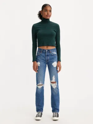 Women's 501 Blue Straight Fit High Rise Jeans