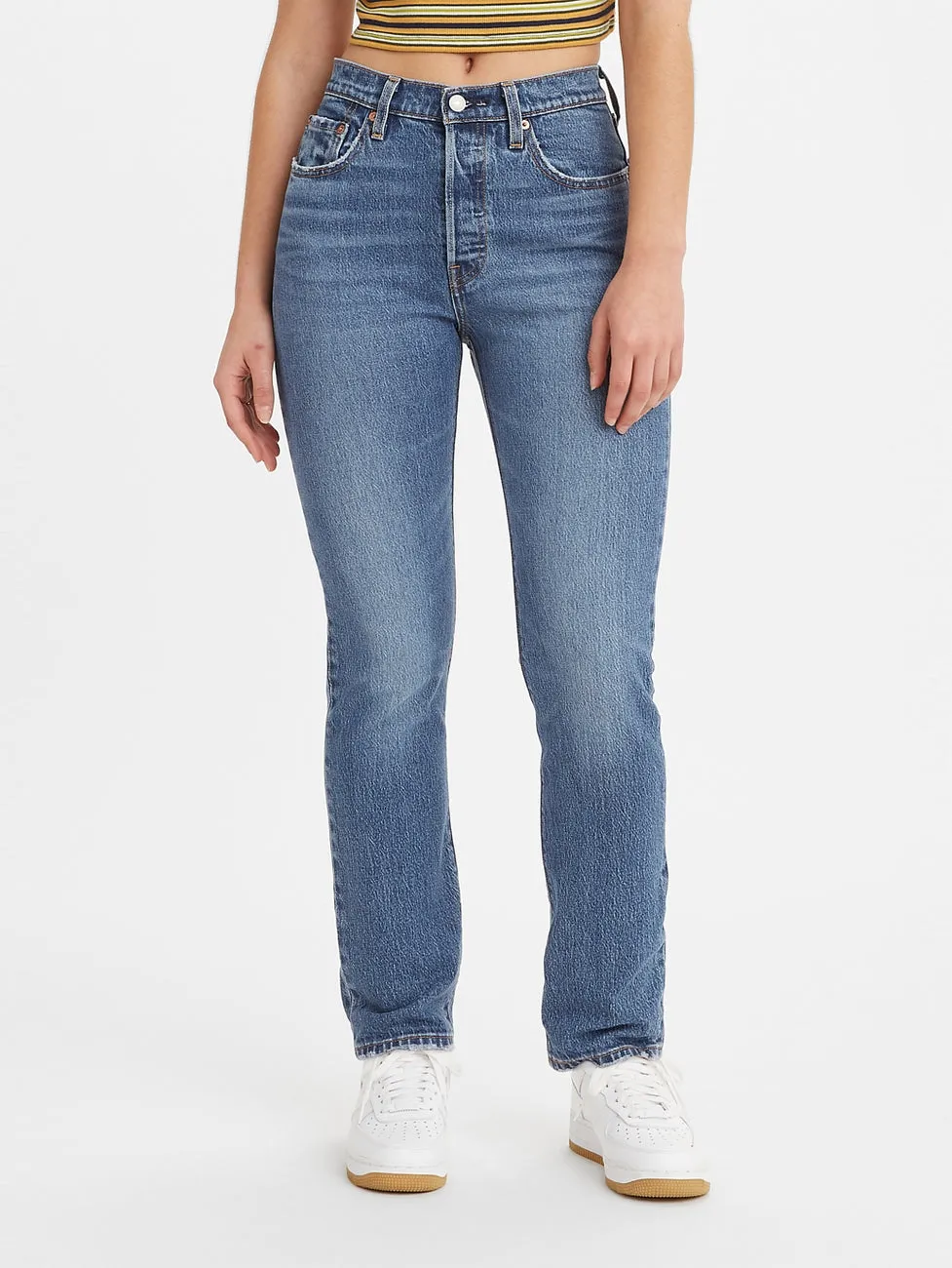 Women's 501 Blue Straight Fit High Rise Jeans