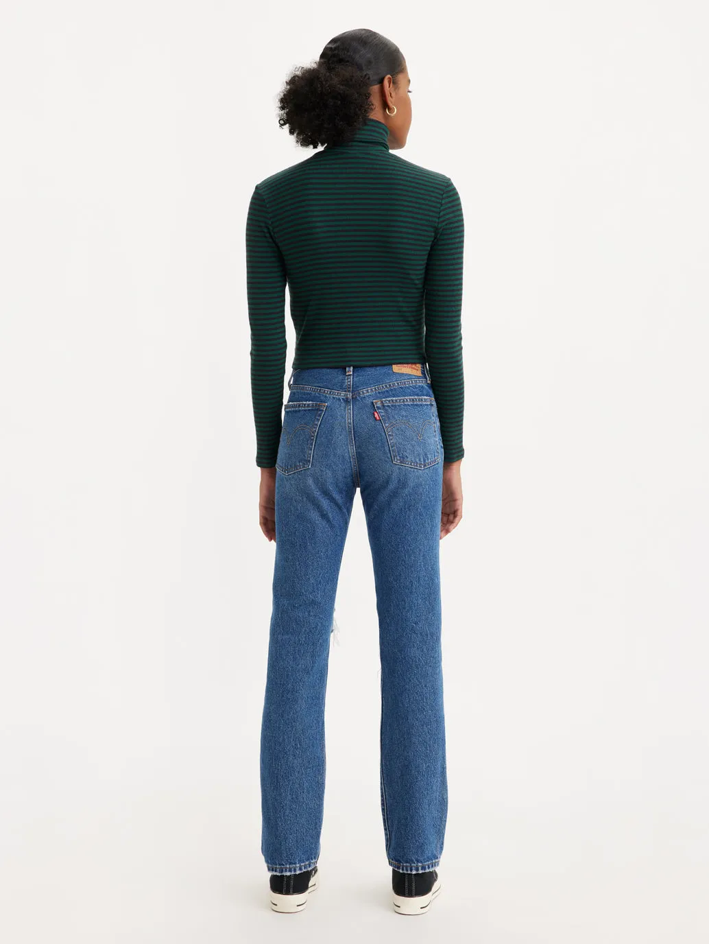 Women's 501 Blue Straight Fit High Rise Jeans