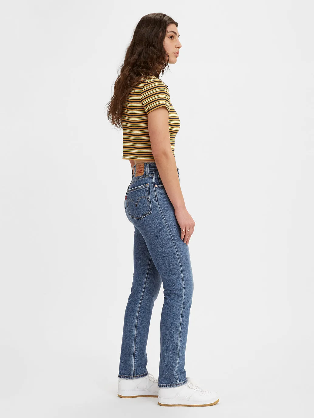 Women's 501 Blue Straight Fit High Rise Jeans