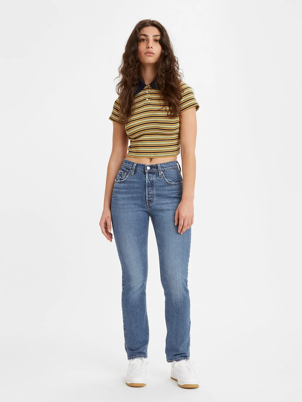 Women's 501 Blue Straight Fit High Rise Jeans