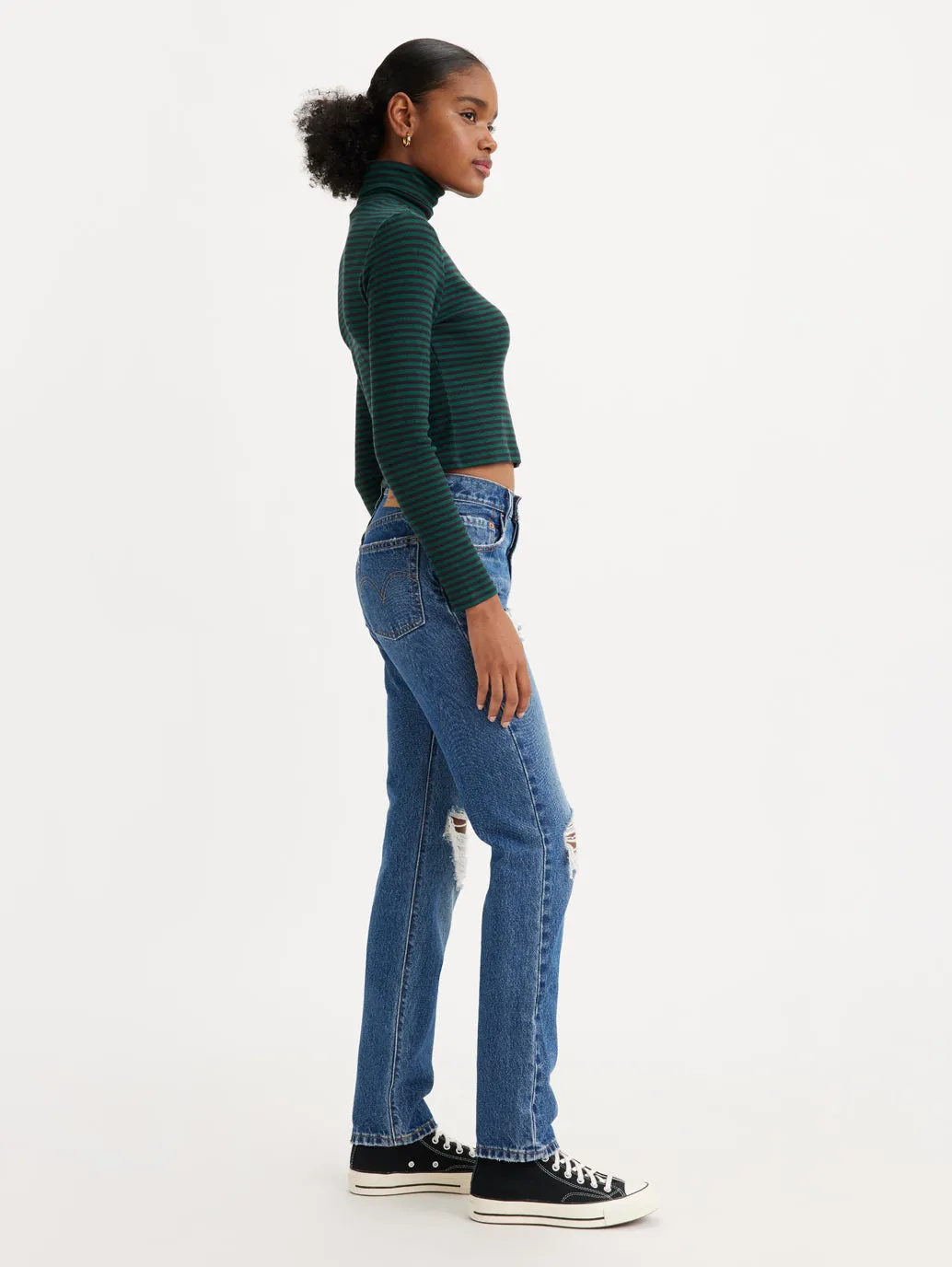 Women's 501 Blue Straight Fit High Rise Jeans