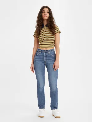 Women's 501 Blue Straight Fit High Rise Jeans