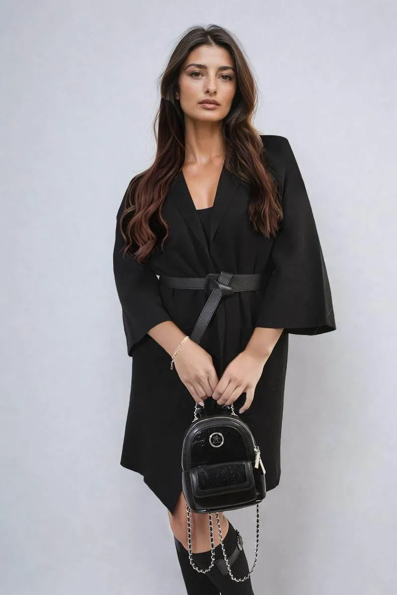 Womens Open Front Longline Knitted Cardigan with Front Pockets