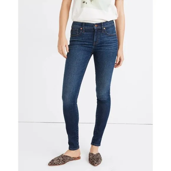 Womens Size 12 Madewell 31 Blue 8&quot; Skinny Jeans in Greendale Wash