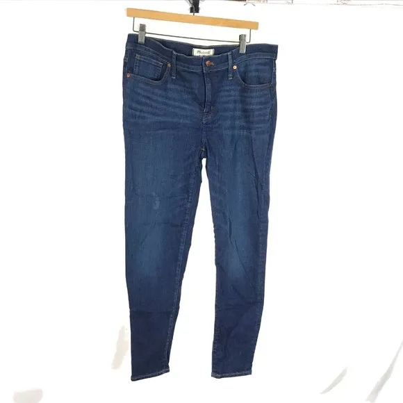 Womens Size 12 Madewell 31 Blue 8&quot; Skinny Jeans in Greendale Wash