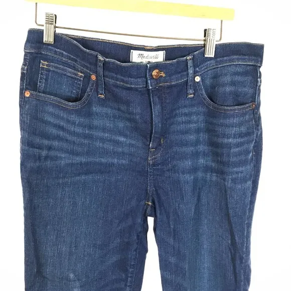 Womens Size 12 Madewell 31 Blue 8&quot; Skinny Jeans in Greendale Wash
