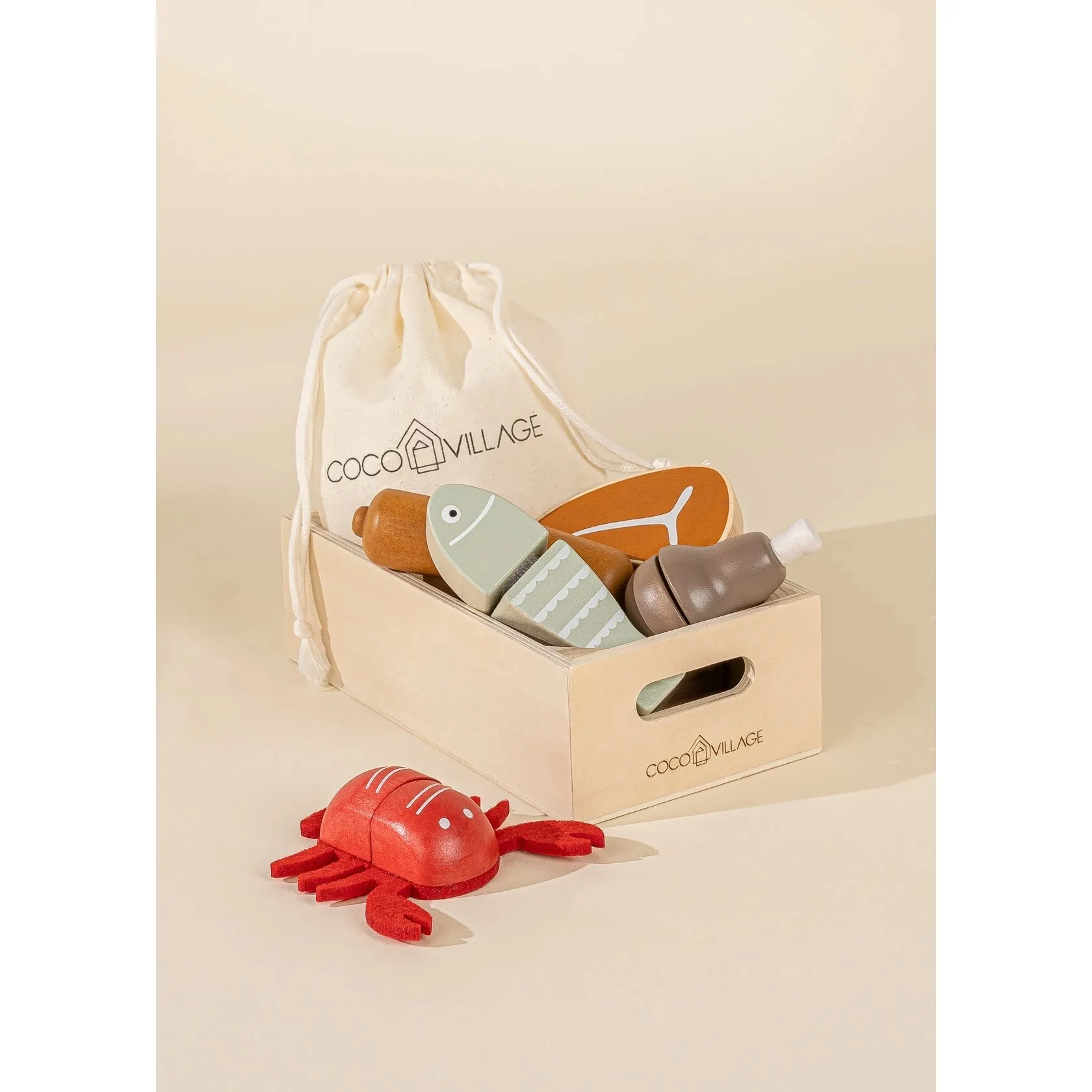 Wooden Meat & Fish Playset