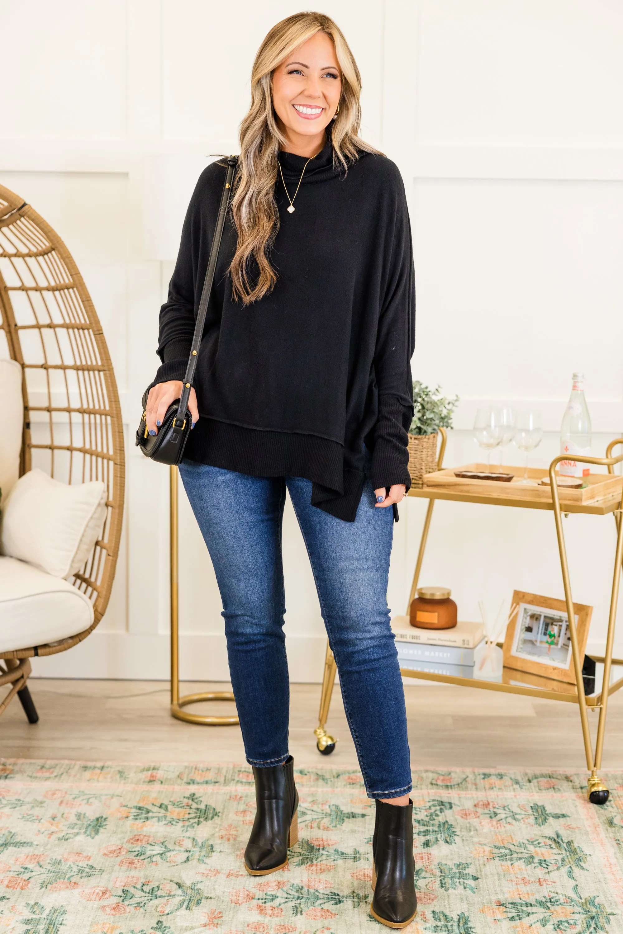 Working Late Top, Black