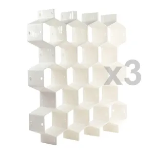 Xin store White Honeycomb Drawer Organizers Dividers for Underwear Socks Bras Ties Belts Scarves, 3 set x Cabinet Clapboard (included 24 pieces)
