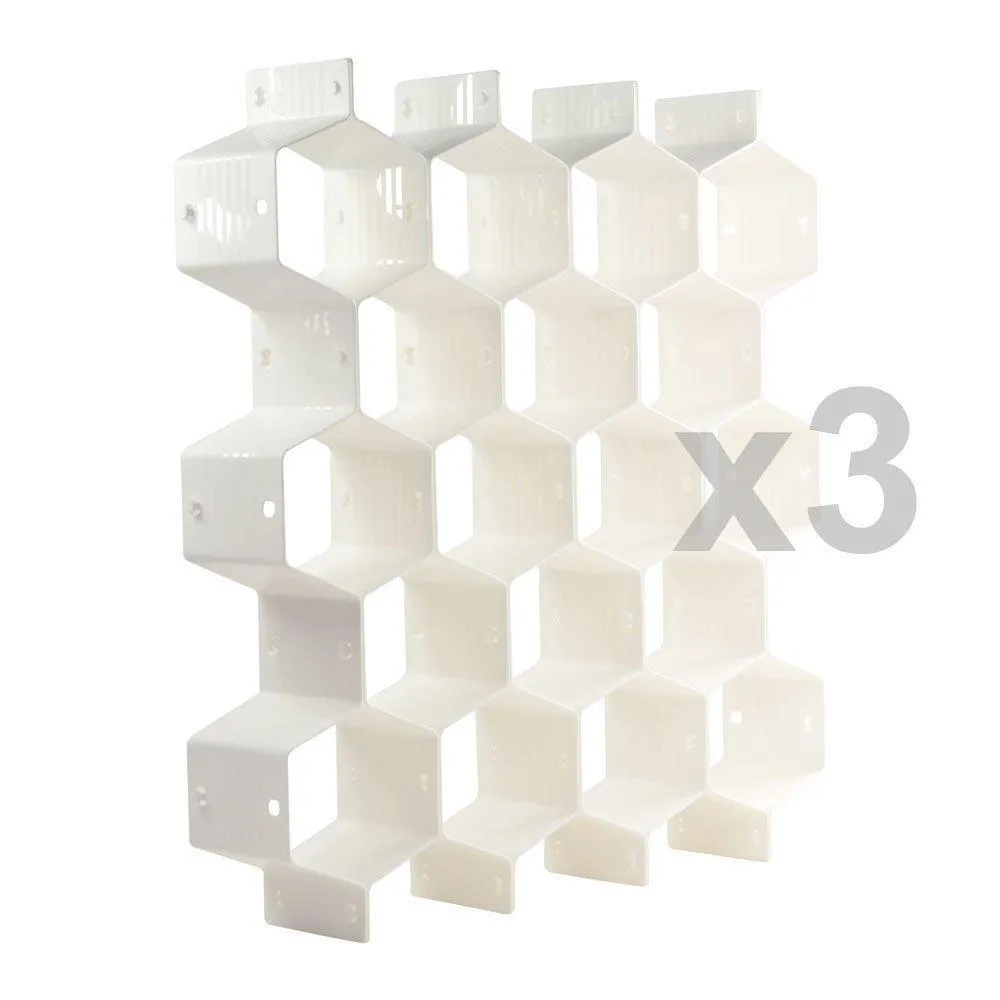 Xin store White Honeycomb Drawer Organizers Dividers for Underwear Socks Bras Ties Belts Scarves, 3 set x Cabinet Clapboard (included 24 pieces)