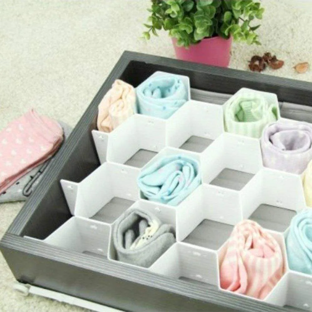Xin store White Honeycomb Drawer Organizers Dividers for Underwear Socks Bras Ties Belts Scarves, 3 set x Cabinet Clapboard (included 24 pieces)