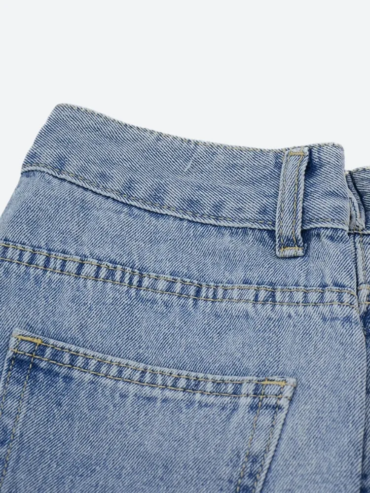 Y2K Asymmetric Denim Belt Jeans