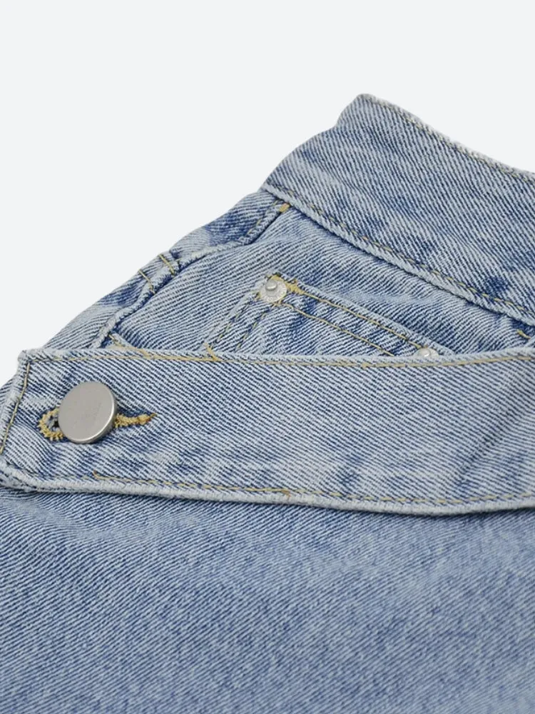 Y2K Asymmetric Denim Belt Jeans