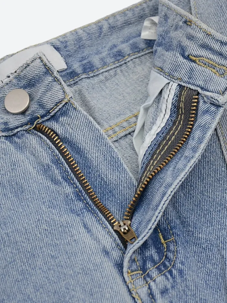Y2K Asymmetric Denim Belt Jeans