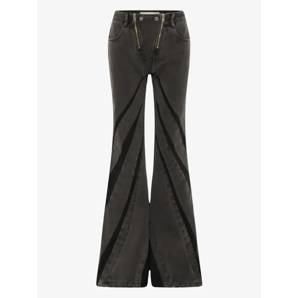 Y2K Denim Two-Piece Set with Tube Top and Patch Jeans