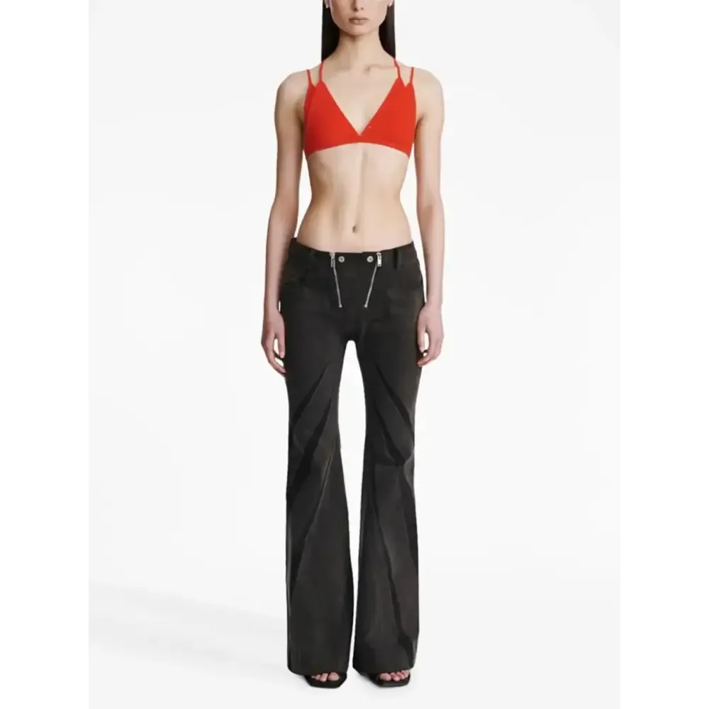 Y2K Denim Two-Piece Set with Tube Top and Patch Jeans