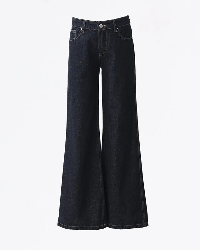 Y2K Low Rise Flared Jeans | Vintage Bootcut Denim Pants with Pockets for Women