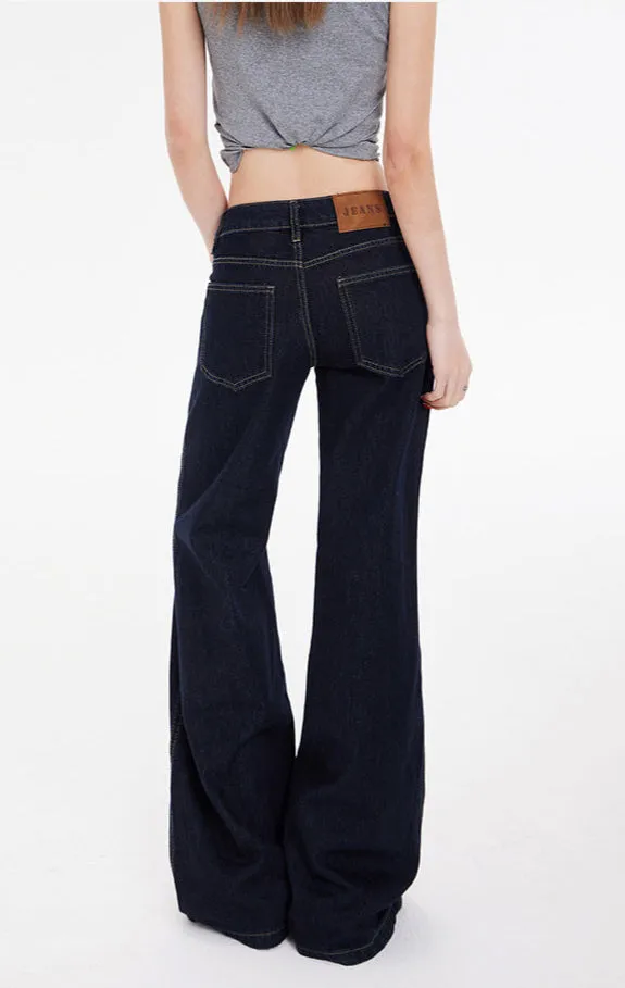 Y2K Low Rise Flared Jeans | Vintage Bootcut Denim Pants with Pockets for Women