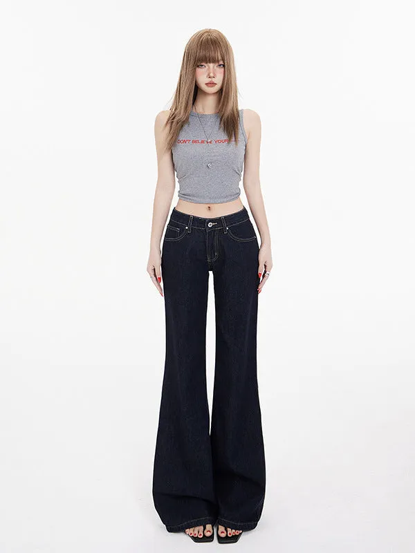 Y2K Low Rise Flared Jeans | Vintage Bootcut Denim Pants with Pockets for Women