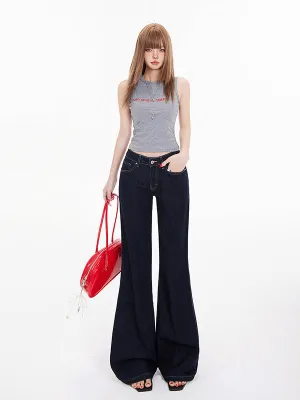 Y2K Low Rise Flared Jeans | Vintage Bootcut Denim Pants with Pockets for Women
