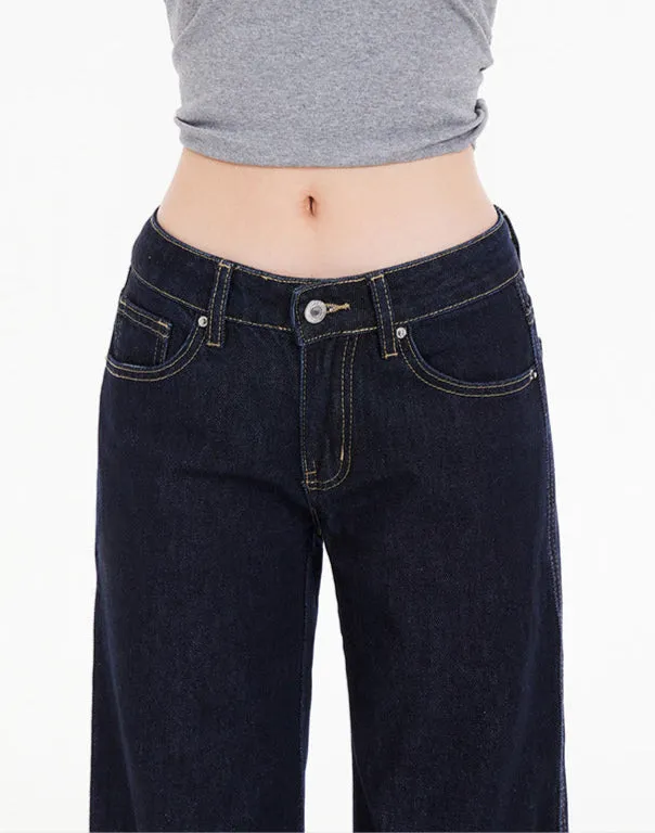 Y2K Low Rise Flared Jeans | Vintage Bootcut Denim Pants with Pockets for Women