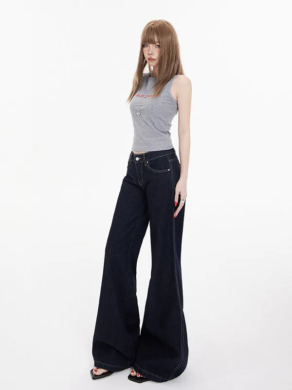 Y2K Low Rise Flared Jeans | Vintage Bootcut Denim Pants with Pockets for Women