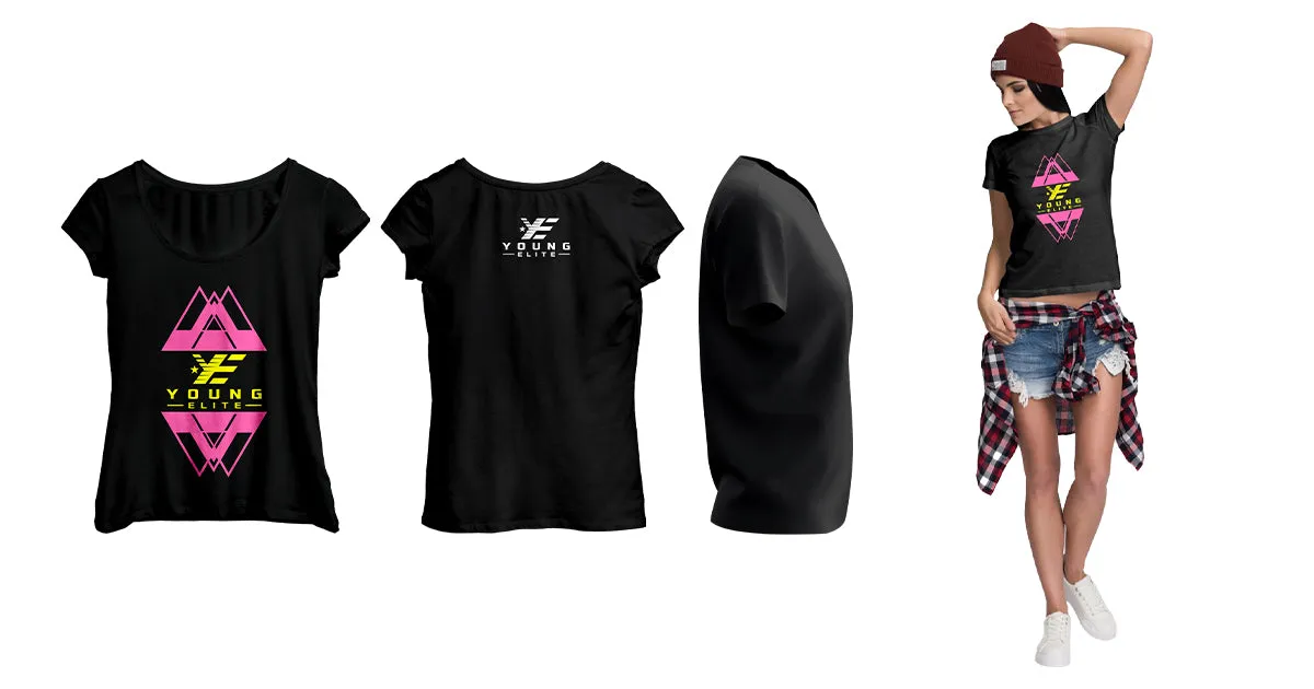 Young-Elite  short sleeve Pink & Yellow Female T-shirt