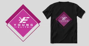 Young-Elite  short sleeve Purple & White Female T-shirt