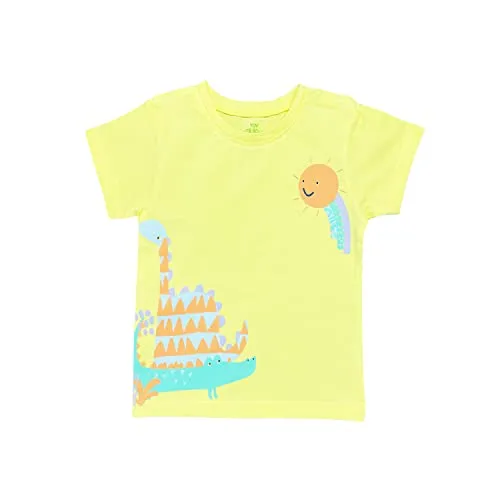 YUV Kids Babies Printed Multicolor 100% Cotton Half Sleeve T shirt | T Shirt For Babies Super Soft Breathable Lightweight | Kids Tshirt For Babies | T-shirt Gifts For Babies | 18 to 24 Months Babies, Pack of 5