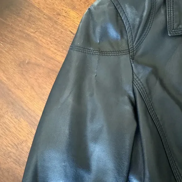 Zara Trafaluc Women's Jacket Black Asymmetric Zip Up Pockets Faux Leather Med