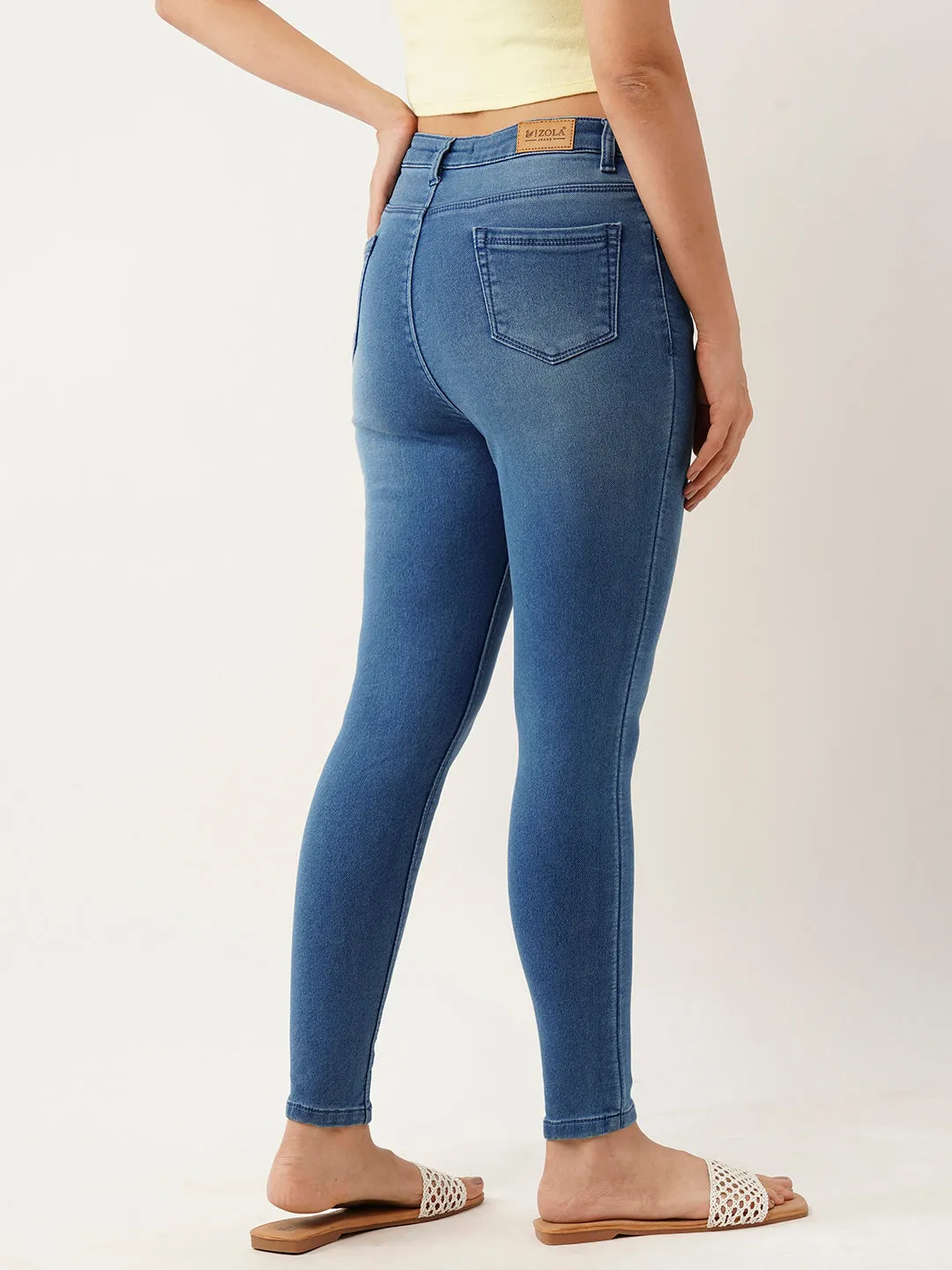 ZOLA Exclusive Ankle Length Denim High Waist Stretchable Stone Pencil Fit Jeans For Women